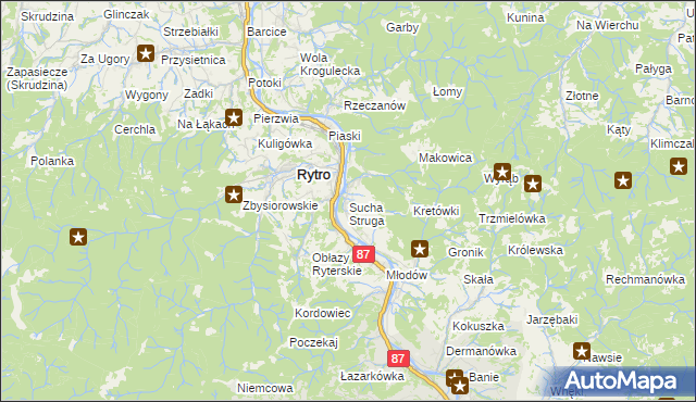mapa Sucha Struga, Sucha Struga na mapie Targeo