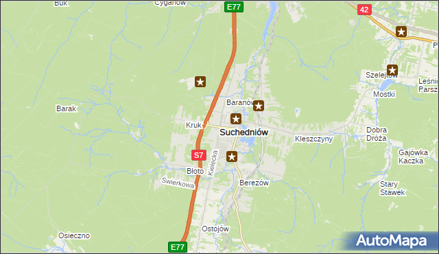 mapa Suchedniów, Suchedniów na mapie Targeo