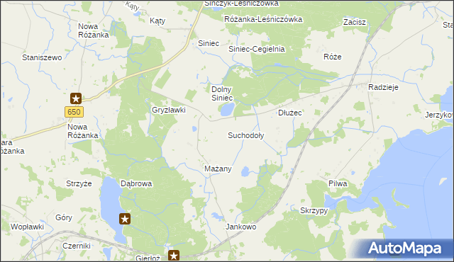 mapa Suchodoły gmina Kętrzyn, Suchodoły gmina Kętrzyn na mapie Targeo