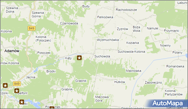 mapa Suchowola gmina Adamów, Suchowola gmina Adamów na mapie Targeo