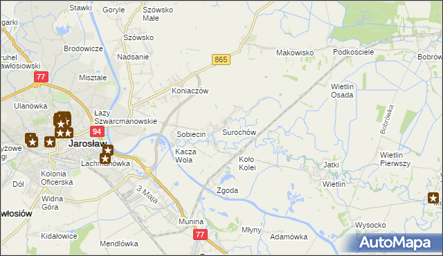 mapa Surochów, Surochów na mapie Targeo