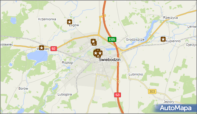 mapa Świebodzin, Świebodzin na mapie Targeo