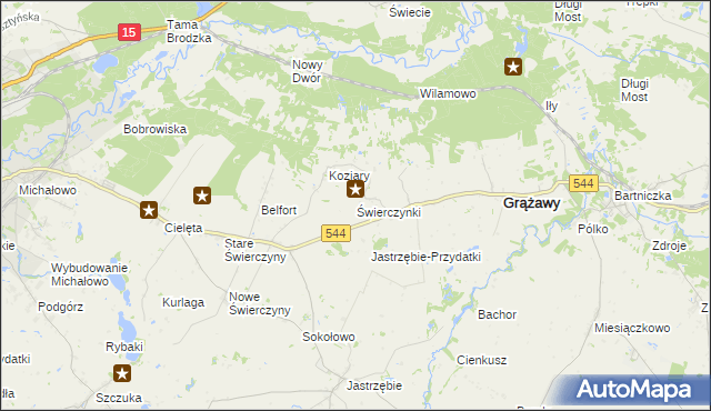 mapa Świerczynki gmina Bartniczka, Świerczynki gmina Bartniczka na mapie Targeo