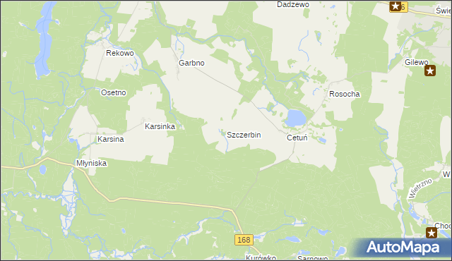 mapa Szczerbin gmina Polanów, Szczerbin gmina Polanów na mapie Targeo