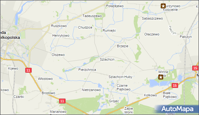 mapa Szlachcin, Szlachcin na mapie Targeo
