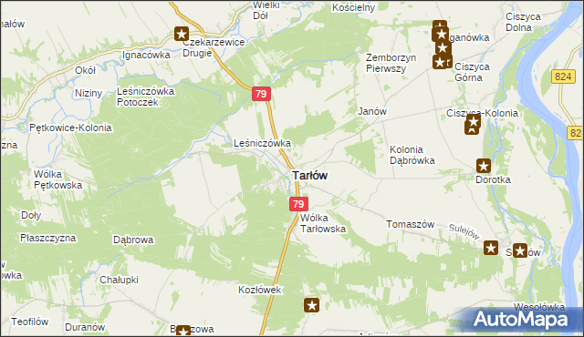 mapa Tarłów, Tarłów na mapie Targeo