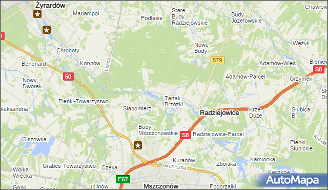 mapa Tartak Brzózki, Tartak Brzózki na mapie Targeo
