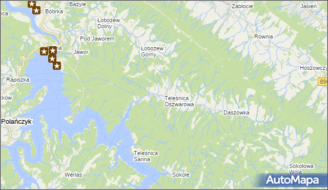 mapa Teleśnica Oszwarowa, Teleśnica Oszwarowa na mapie Targeo