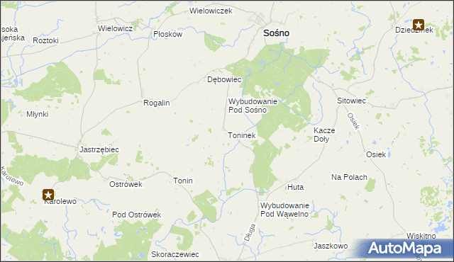 mapa Toninek, Toninek na mapie Targeo