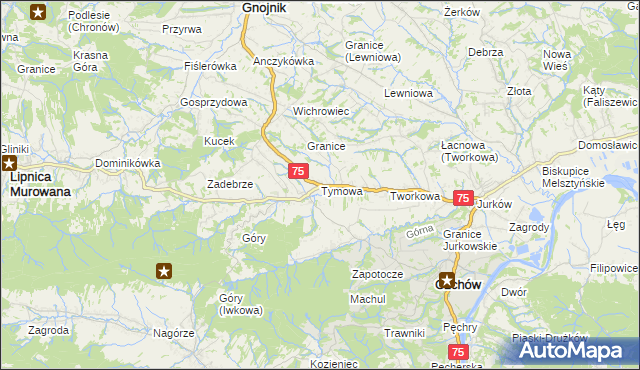 mapa Tymowa gmina Czchów, Tymowa gmina Czchów na mapie Targeo