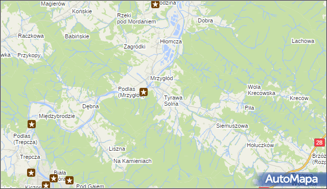 mapa Tyrawa Solna, Tyrawa Solna na mapie Targeo