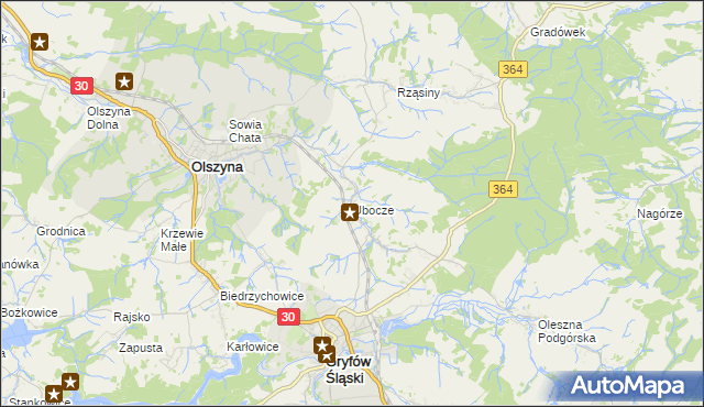 mapa Ubocze gmina Gryfów Śląski, Ubocze gmina Gryfów Śląski na mapie Targeo