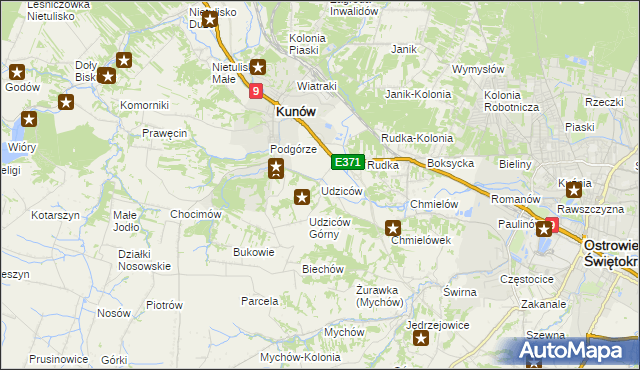 mapa Udziców, Udziców na mapie Targeo