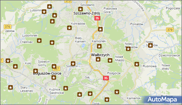 mapa Wałbrzycha, Wałbrzych na mapie Targeo
