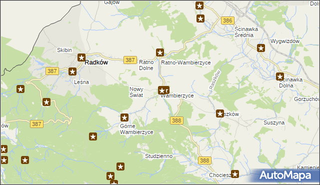 mapa Wambierzyce, Wambierzyce na mapie Targeo