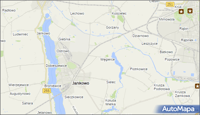 mapa Węgierce gmina Pakość, Węgierce gmina Pakość na mapie Targeo