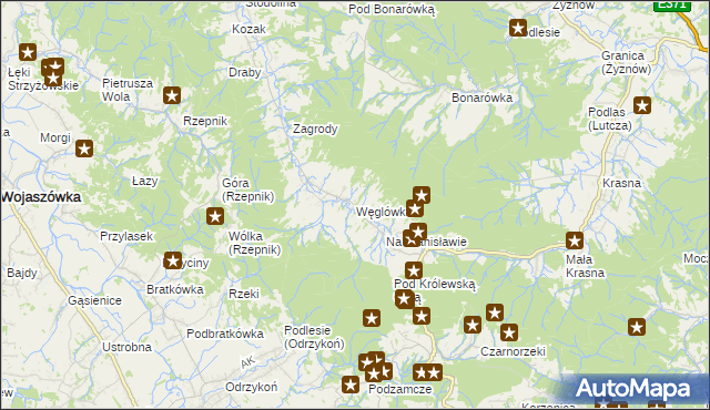 mapa Węglówka gmina Korczyna, Węglówka gmina Korczyna na mapie Targeo