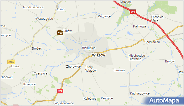mapa Wiązów, Wiązów na mapie Targeo