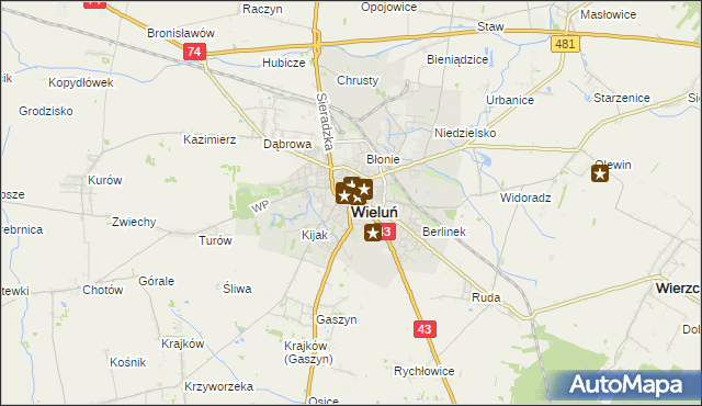 mapa Wieluń, Wieluń na mapie Targeo