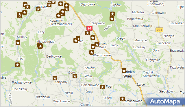mapa Wierzchowie, Wierzchowie na mapie Targeo
