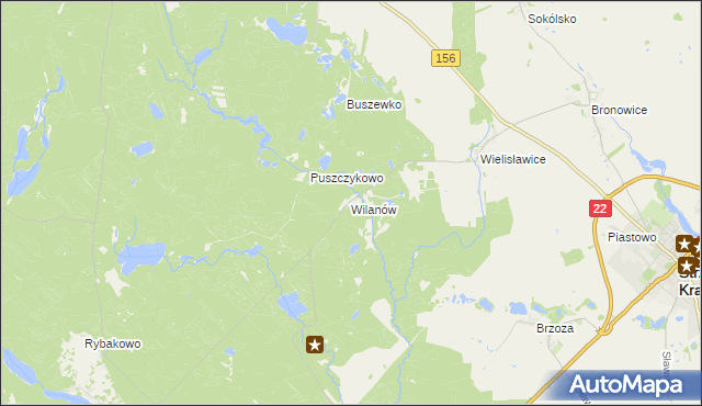 mapa Wilanów gmina Strzelce Krajeńskie, Wilanów gmina Strzelce Krajeńskie na mapie Targeo