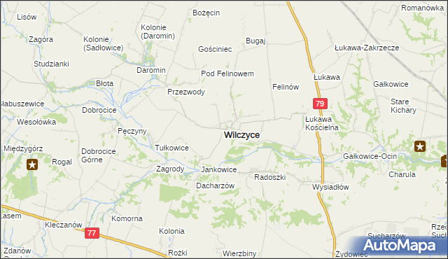 mapa Wilczyce powiat sandomierski, Wilczyce powiat sandomierski na mapie Targeo