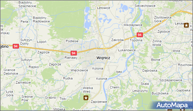 mapa Wojnicz, Wojnicz na mapie Targeo