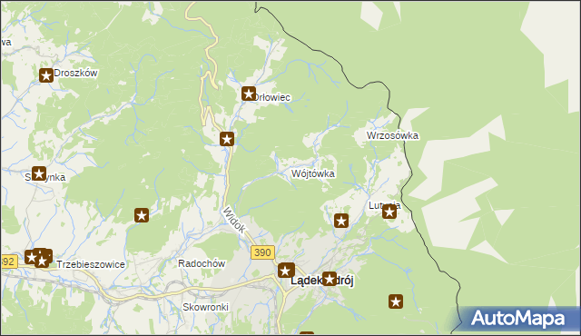 mapa Wójtówka gmina Lądek-Zdrój, Wójtówka gmina Lądek-Zdrój na mapie Targeo