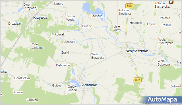mapa Wola Burzecka, Wola Burzecka na mapie Targeo