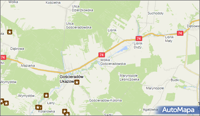 mapa Wólka Gościeradowska, Wólka Gościeradowska na mapie Targeo