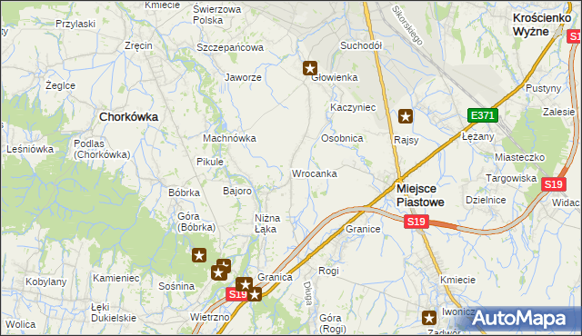 mapa Wrocanka gmina Miejsce Piastowe, Wrocanka gmina Miejsce Piastowe na mapie Targeo