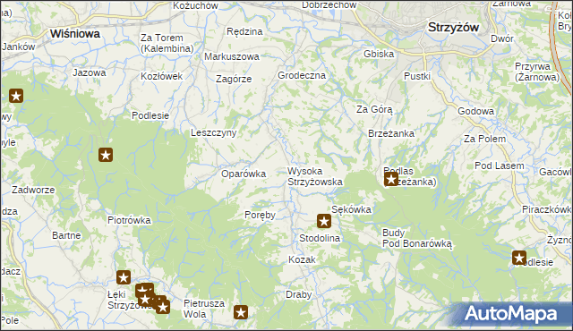 mapa Wysoka Strzyżowska, Wysoka Strzyżowska na mapie Targeo