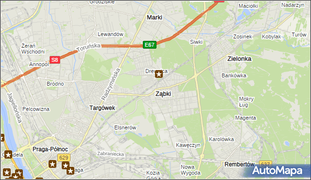 mapa Ząbki powiat wołomiński, Ząbki powiat wołomiński na mapie Targeo