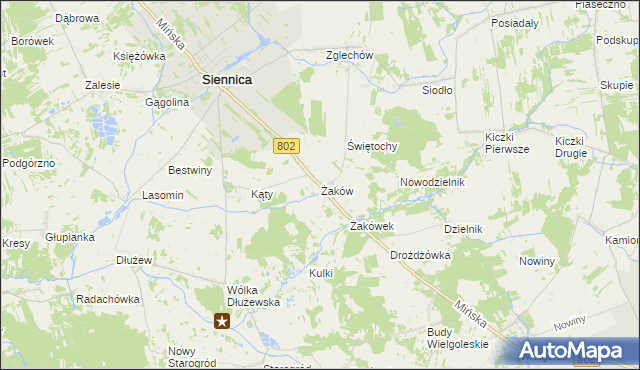 mapa Żaków, Żaków na mapie Targeo