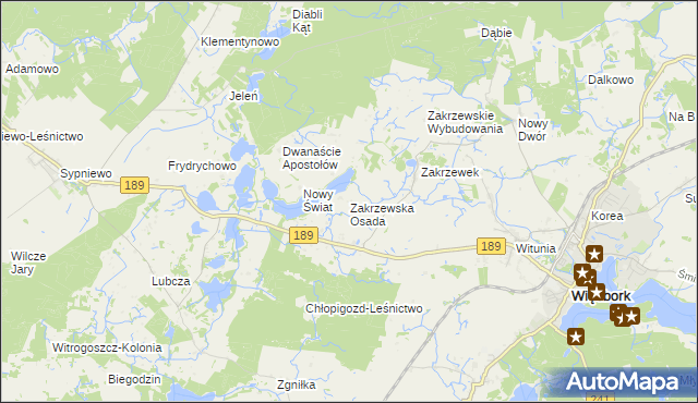 mapa Zakrzewska Osada, Zakrzewska Osada na mapie Targeo
