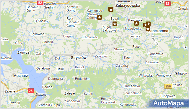 mapa Zakrzów gmina Stryszów, Zakrzów gmina Stryszów na mapie Targeo