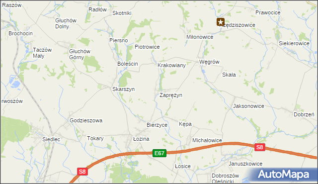 mapa Zaprężyn, Zaprężyn na mapie Targeo
