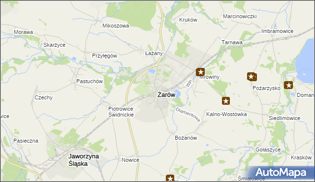 mapa Żarów powiat świdnicki, Żarów powiat świdnicki na mapie Targeo