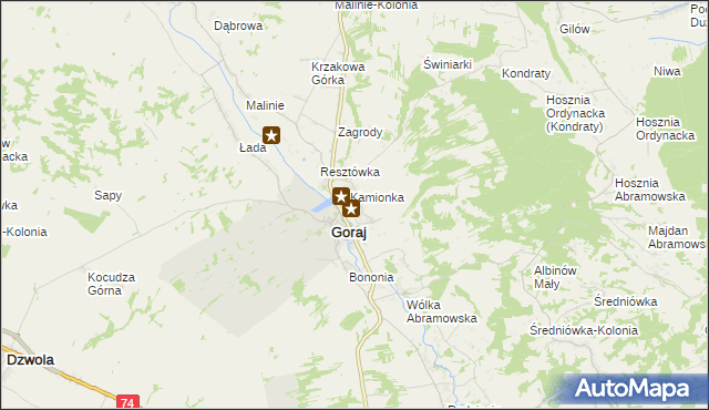 mapa Zastawie gmina Goraj, Zastawie gmina Goraj na mapie Targeo