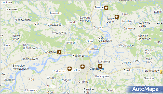 mapa Zawada Lanckorońska, Zawada Lanckorońska na mapie Targeo