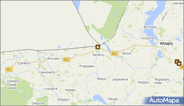 mapa Żerdziny gmina Dubeninki, Żerdziny gmina Dubeninki na mapie Targeo