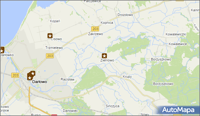 mapa Zielnowo gmina Darłowo, Zielnowo gmina Darłowo na mapie Targeo