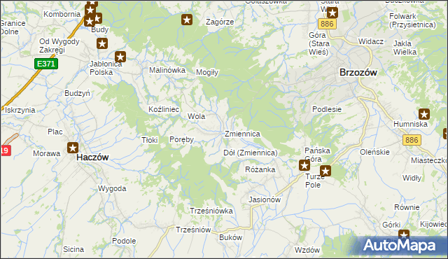 mapa Zmiennica, Zmiennica na mapie Targeo