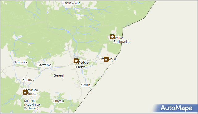 mapa Żmijowiska gmina Wielkie Oczy, Żmijowiska gmina Wielkie Oczy na mapie Targeo