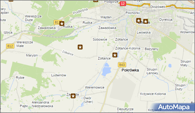 mapa Żółtańce, Żółtańce na mapie Targeo