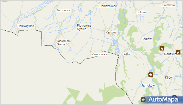 mapa Zwanowice gmina Otmuchów, Zwanowice gmina Otmuchów na mapie Targeo