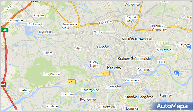 mapa Czarna Wieś gmina Kraków, Czarna Wieś gmina Kraków na mapie Targeo