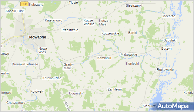 mapa Kamianki gmina Jedwabne, Kamianki gmina Jedwabne na mapie Targeo