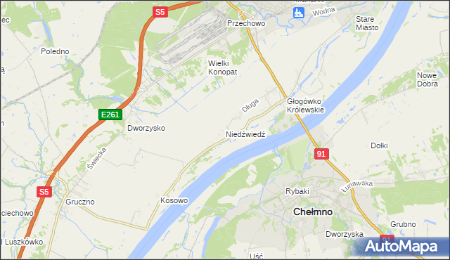 mapa Niedźwiedź gmina Świecie, Niedźwiedź gmina Świecie na mapie Targeo