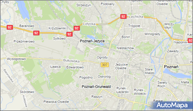 mapa Ogrody gmina Poznań, Ogrody gmina Poznań na mapie Targeo